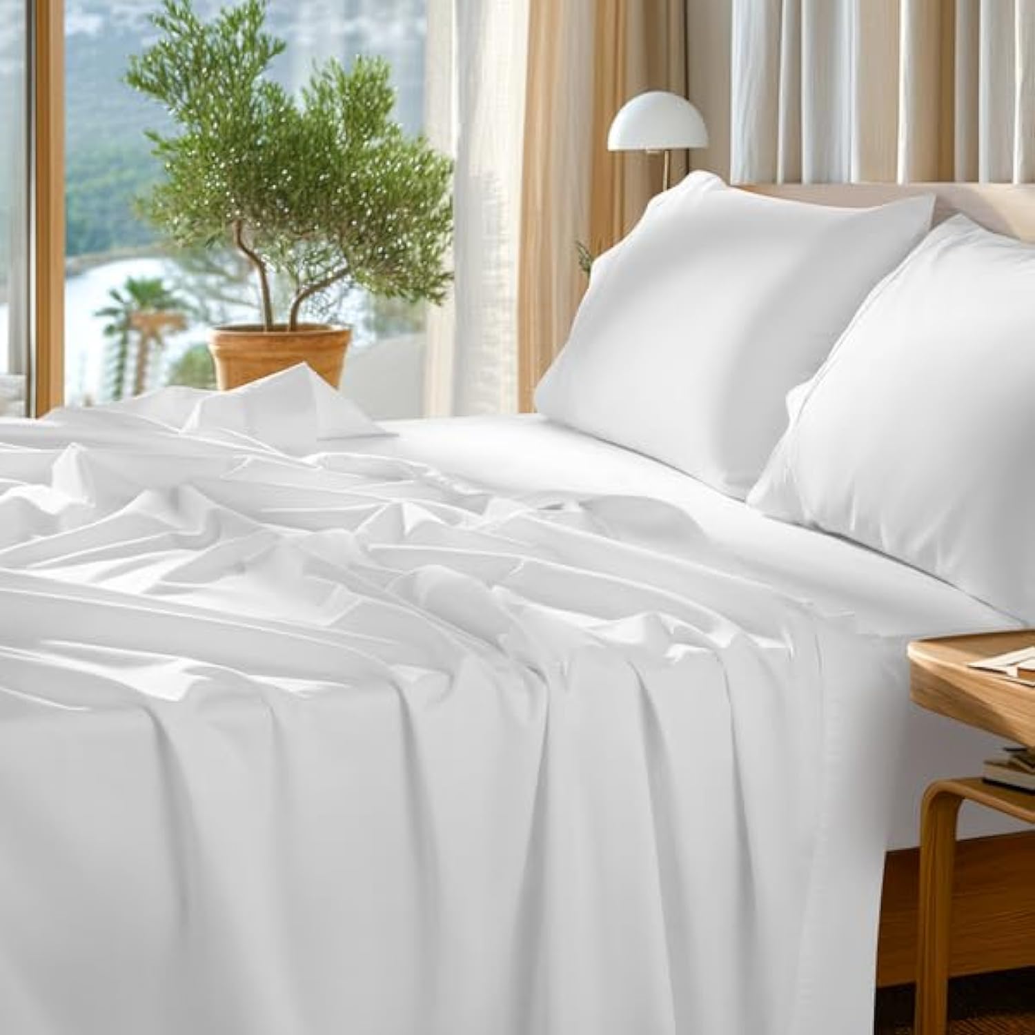 SONORO KATE Egyptian Cotton Sheets Set - 1000 High Thread Count, Soft & Breathable King Size, Luxury Hotel Sateen Sleepw