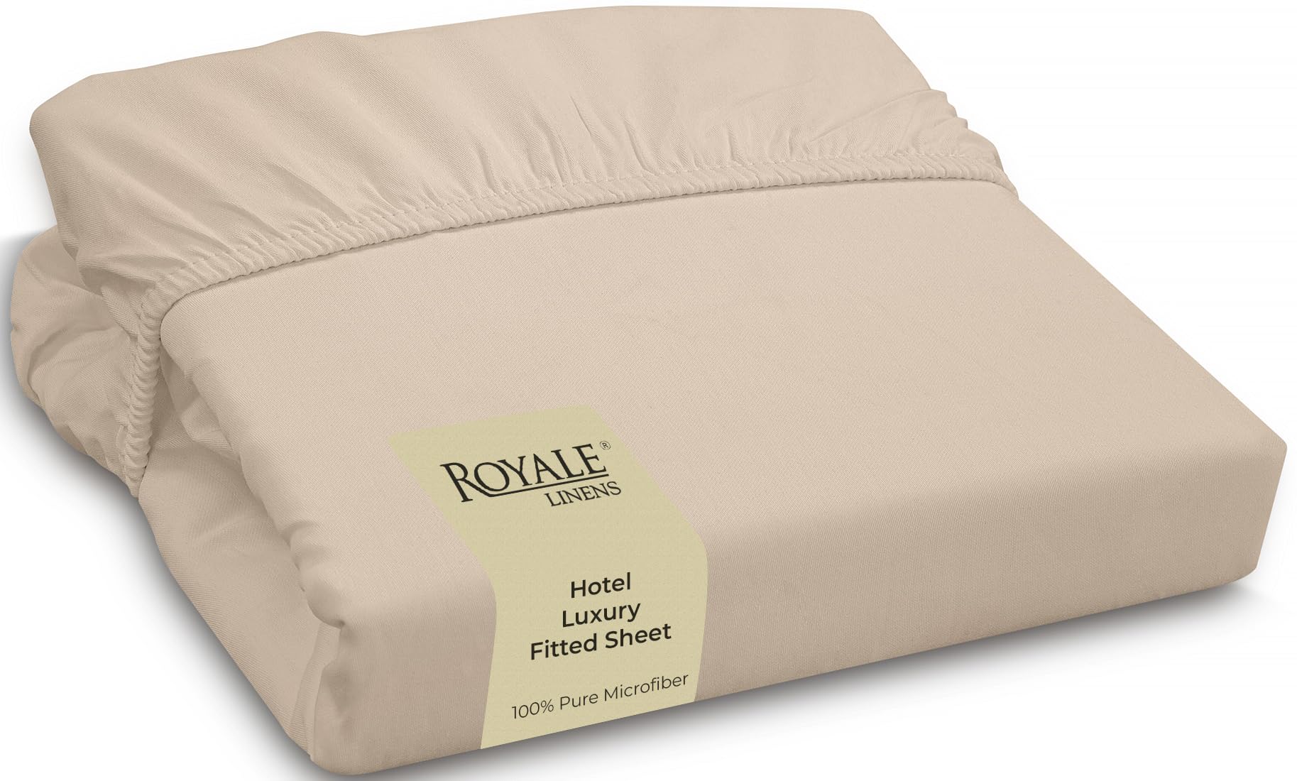 ROYALE LINENS King Ultra Soft 1800 Brushed Microfiber Fitted Sheet - OEKO-TEX Certified - Hotel Luxury Sand Sheet - Wrin