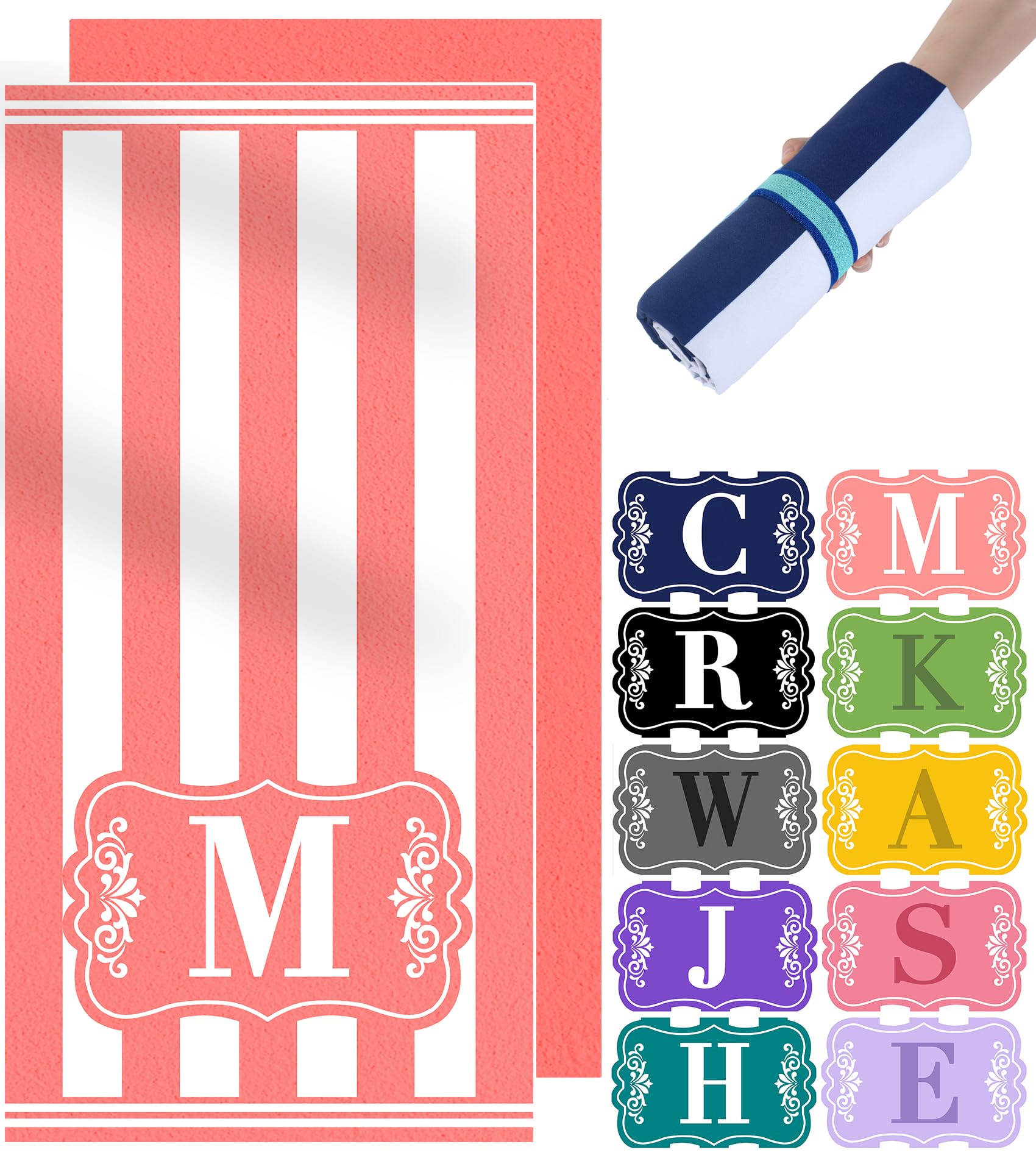 Oversized Microfiber Monogrammed Beach Towels for Women Valentine's Day Gifts Clearランス Cloud Travel Towel